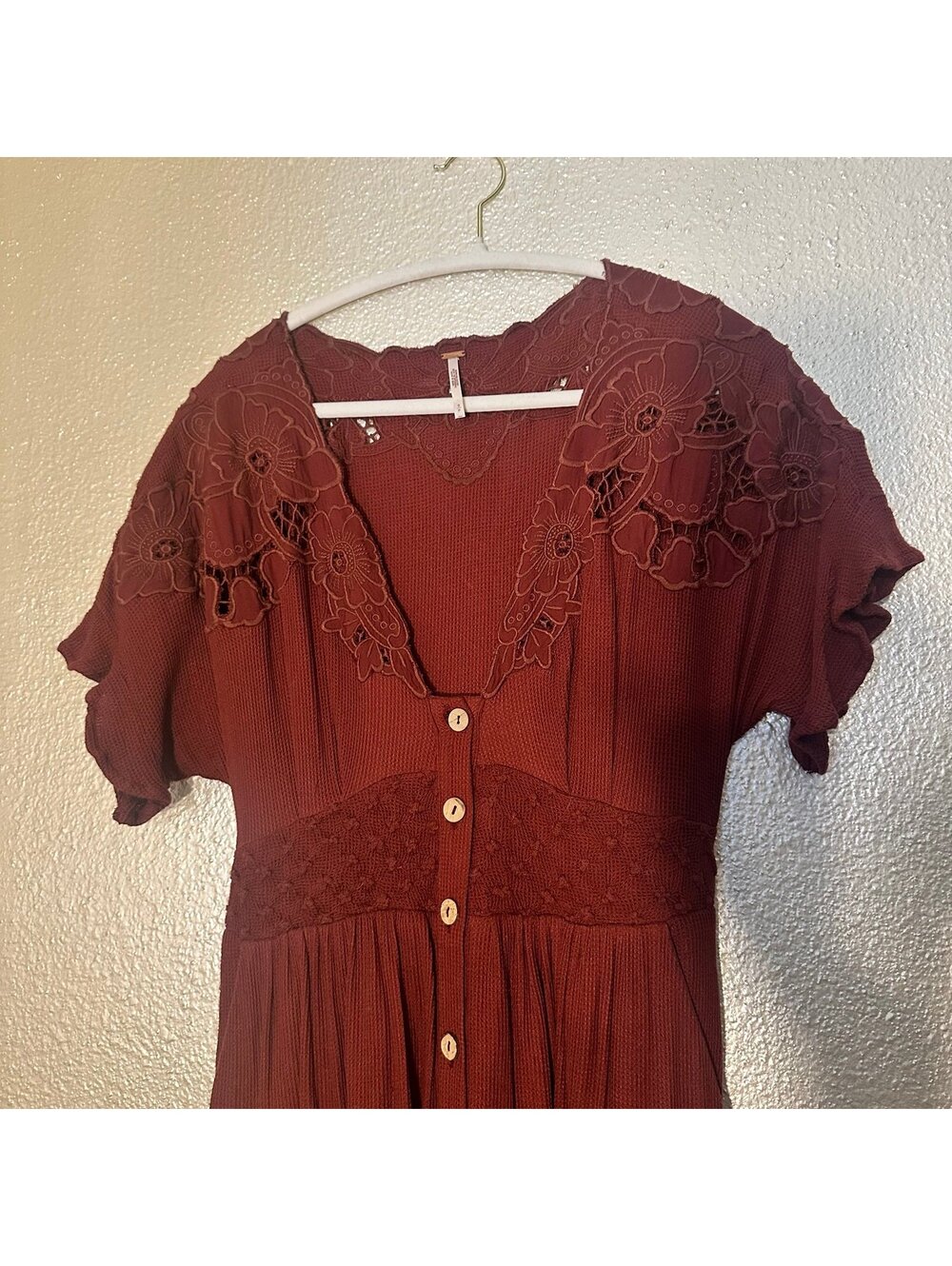 Free People Women's Colette Maxi Dress/Duster-sizeSM cinnamon brown color - Picture 7 of 10